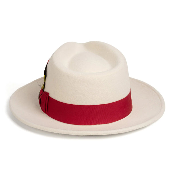 Men Church Fedora Hat- White Red