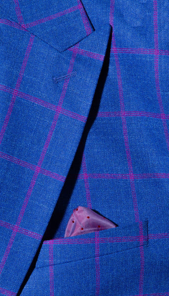 Kingston blue checker slim fit three-piece suit front view