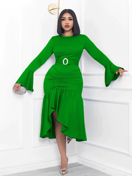 Women Church Dress-456C Green By Day Fashion Women Church Dress-456C Green By Day Fashion