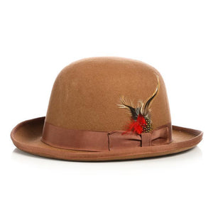 Men Derby Bowler Hat-Tan - Church Suits For Less