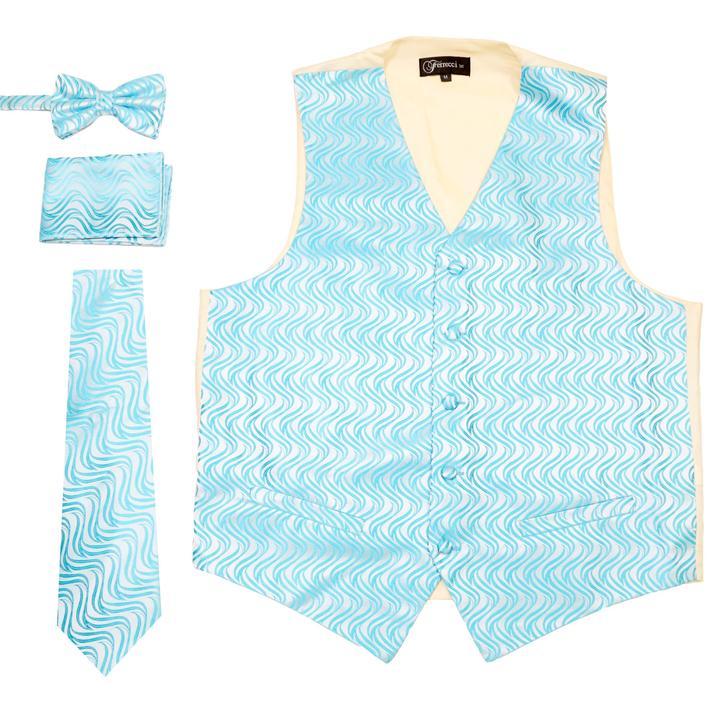 Men Vest Set-PV150-Turquoise Cream