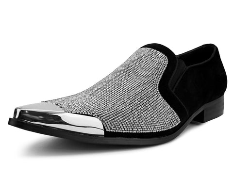 Men Dress Shoes-Dezzy-Silver Black - Church Suits For Less