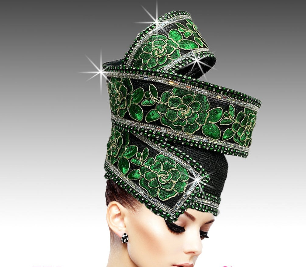 Women Church Hat-BDF-2966 Emerald