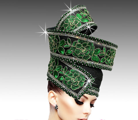 Women Church Hat-BDF-2966 Emerald