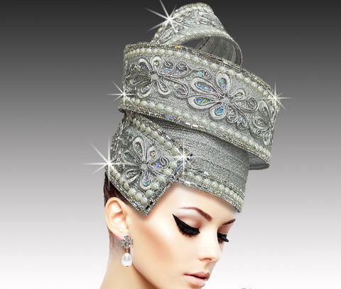 Women Church Hat-BDF-2966 Silver