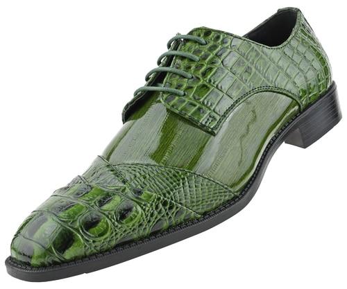 Men Dress Shoes-gator-Olive