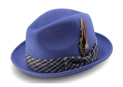 Men Fedora Hat-H2006-Navy - Church Suits For Less