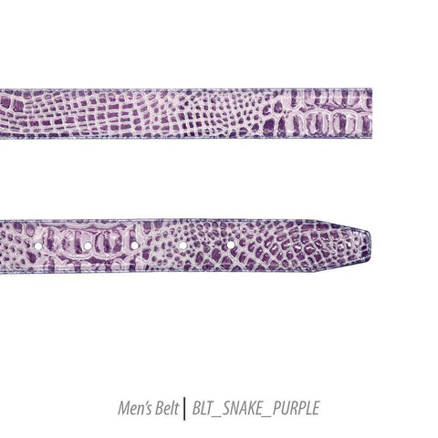 Men Leather Belts-BLT-Snake-Purple