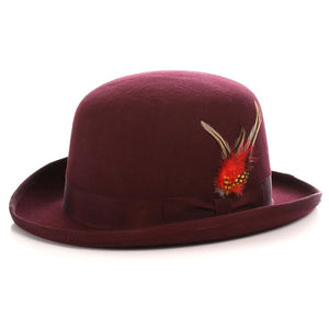 Men Derby Bowler Hat-Burgundy - Church Suits For Less