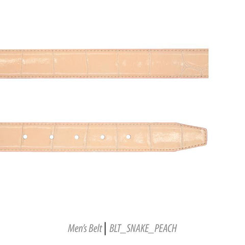 Men Leather Belts-BLT-Snake-Peach