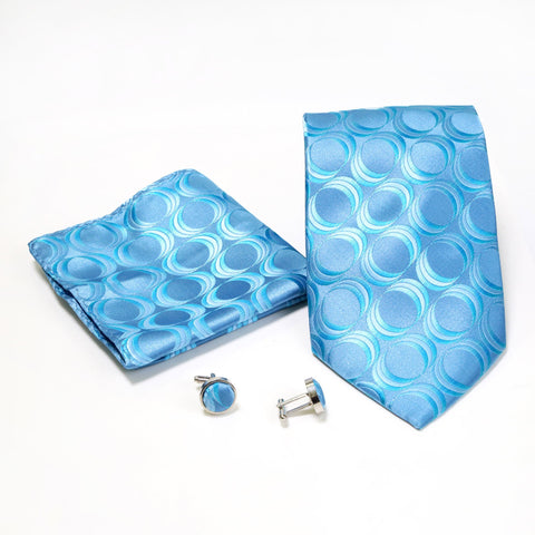 Men's Blue Round Geometric Design 4-pc Necktie Box Set