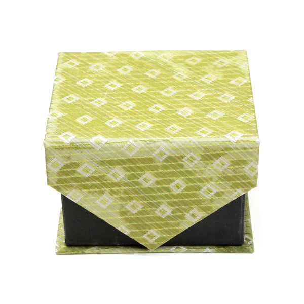 Men's Green on Green Striped Geometric Design 4-pc Necktie Box Set