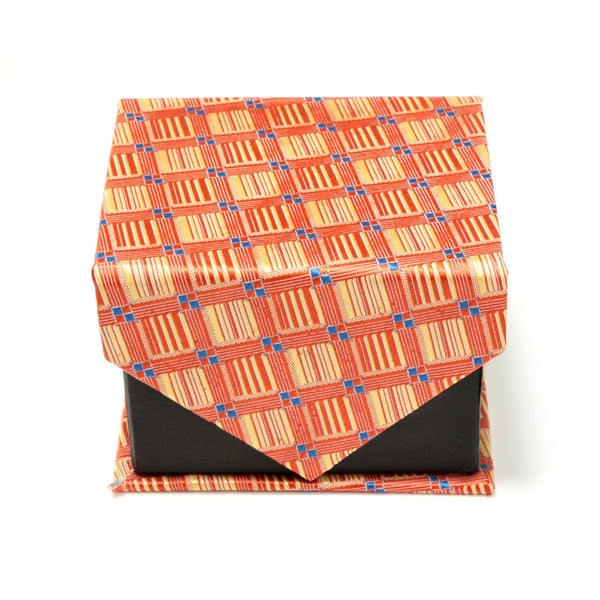 Men's Orange-Yellow Geometric Design 4-pc Necktie Box Set