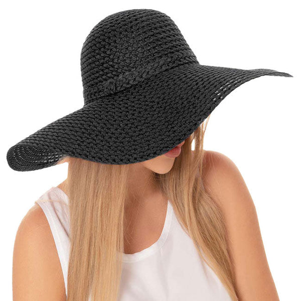Black Cut Out Straw Sun Hat.  Keep your styles on even when you are relaxing at the pool or playing at the beach. Large, comfortable, and perfect for keeping the sun off of your face, neck, and shoulders Perfect summer, beach accessory. Ideal for travellers who are on vacation or just spending some time in the great outdoors.