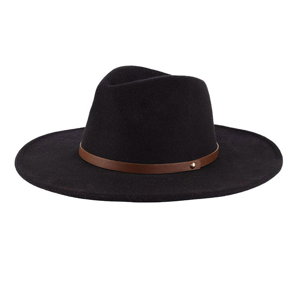 Black Faux Leather Band Trimmed Felt Panama Hat, Before running out the door into the cool air, you’ll want to reach for these Winter Panama Hat to keep you incredibly warm, a great hat can keep you cool and comfortable even when the sun is high in the sky. Perfect for keeping the sun off of your face, neck, and shoulders.