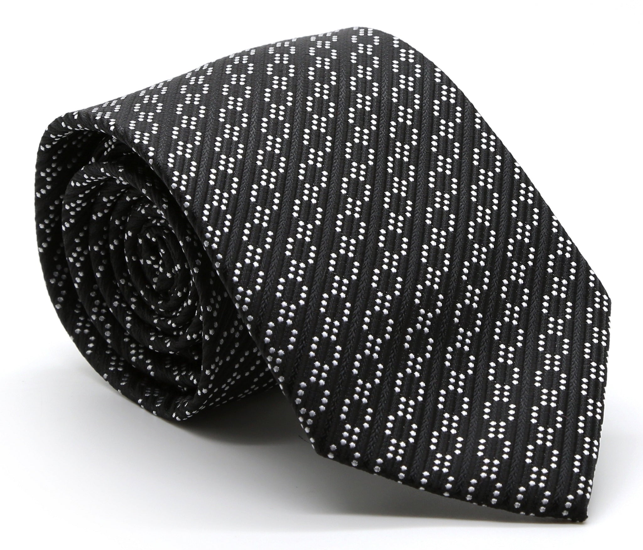 Mens Dads Classic Black Striped Pattern Business Casual Necktie & Hanky Set C-1