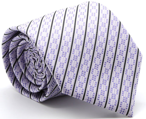 Mens Dads Classic Purple Striped Pattern Business Casual Necktie & Hanky Set C-11