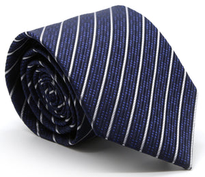 Mens Dads Classic Navy Striped Pattern Business Casual Necktie & Hanky Set C-2