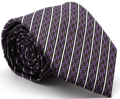 Mens Dads Classic Purple Striped Pattern Business Casual Necktie & Hanky Set C-5