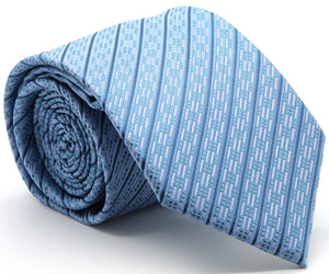 Mens Dads Classic Blue Striped Pattern Business Casual Necktie & Hanky Set C-8