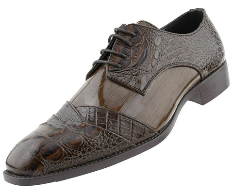 Men Dress Shoes-gator-Brown