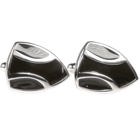 Silvertone Novelty Shield Cufflinks with Jewelry Box