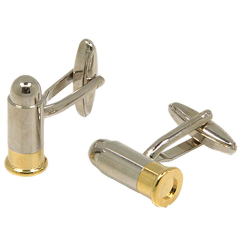Silvertone Novelty Bullet Cufflinks with Jewelry Box