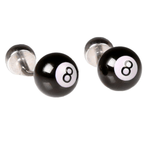 Silvertone Novelty 8 Ball Cufflinks with Jewelry Box