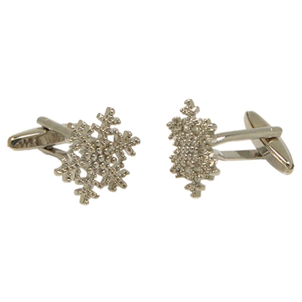 Silvertone Novelty Snowflake Cufflinks with Jewelry Box