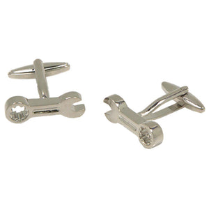 Silvertone Novelty Wrench Cufflinks with Jewelry Box