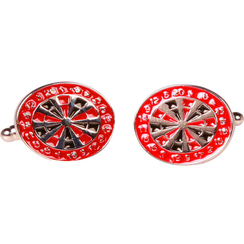 Silvertone Novelty Dart Board Cufflinks with Jewelry Box