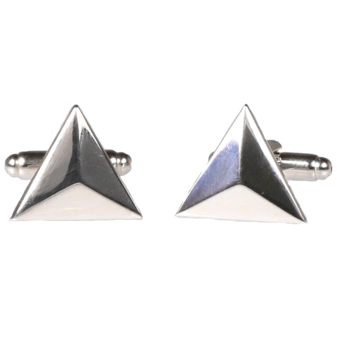 Silvertone Novelty Triangle Cufflinks with Jewelry Box
