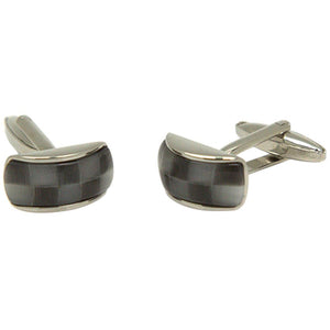 Silvertone Novelty Checkered Cufflinks with Jewelry Box