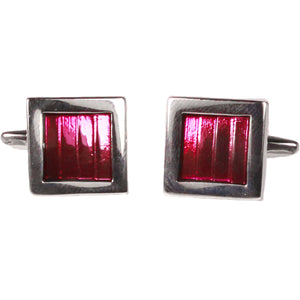 Silvertone Square Lavender Gemstone Cufflinks with Jewelry Box