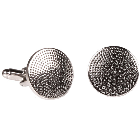 Silvertone Circular Silver Cufflinks with Jewelry Box