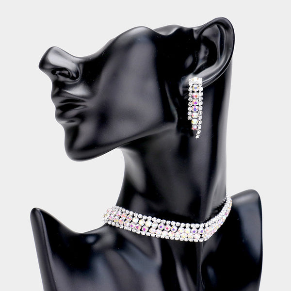 Embellished Crystal Rhinestone Accented Choker Necklace