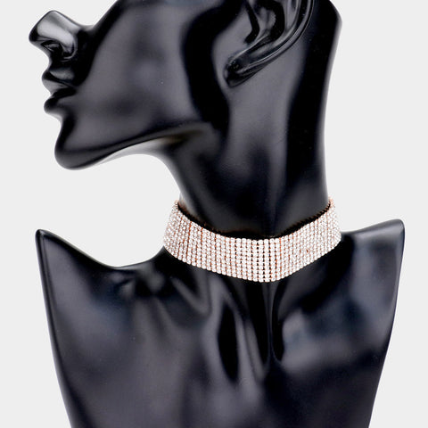 Embellished Rhinestone Choker Necklace