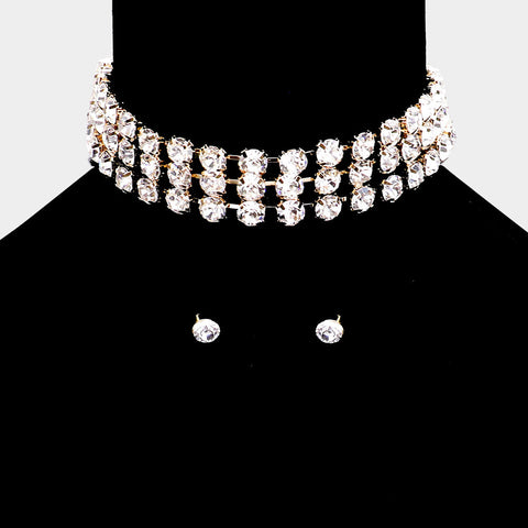 Crystal Rhinestone Accented Choker Necklace