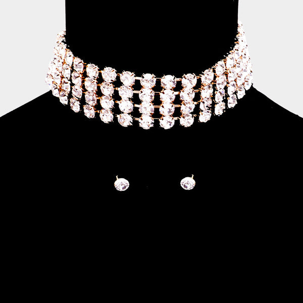 Crystal Rhinestone Accented Choker Necklace
