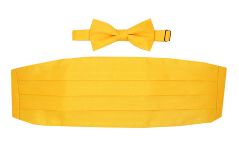 Satine Yellow Bow Tie & Cummerbund Set
