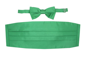Satine Green Bow Tie & Cummerbund Set