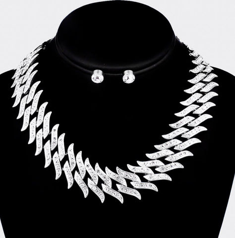 Cuban Link Necklace with Earrings