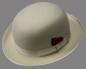 Men Derby Bowler Hat-Off White - Church Suits For Less