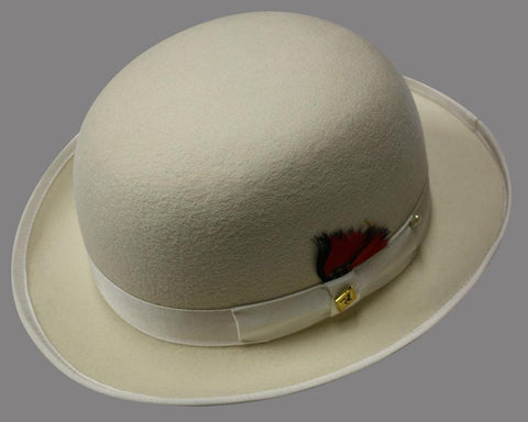 Men Derby Bowler Hat-Off White - Church Suits For Less