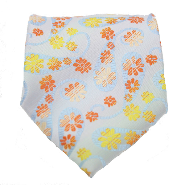 Mens Dads Classic Yellow Floral Pattern Business Casual Necktie & Hanky Set DF-2