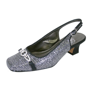 Women's Wide Width Crystal Ornament Slingback Shoes 782