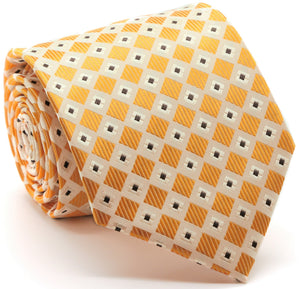 Mens Dads Classic Gold Geometric Pattern Business Casual Necktie & Hanky Set E-4