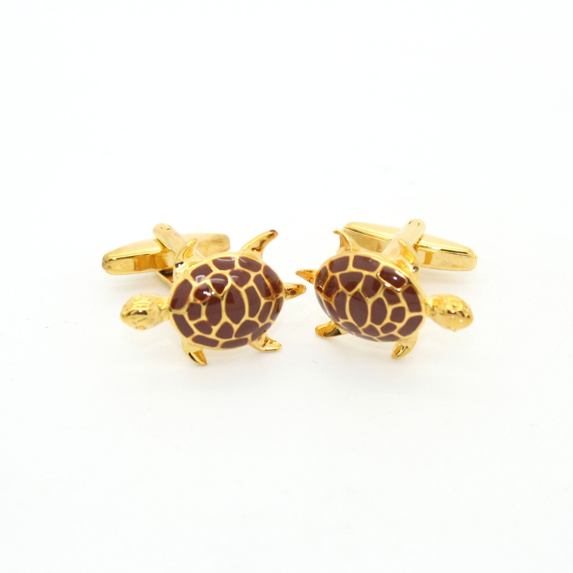 Goldtone Turtle Cuff Links With Jewelry Box