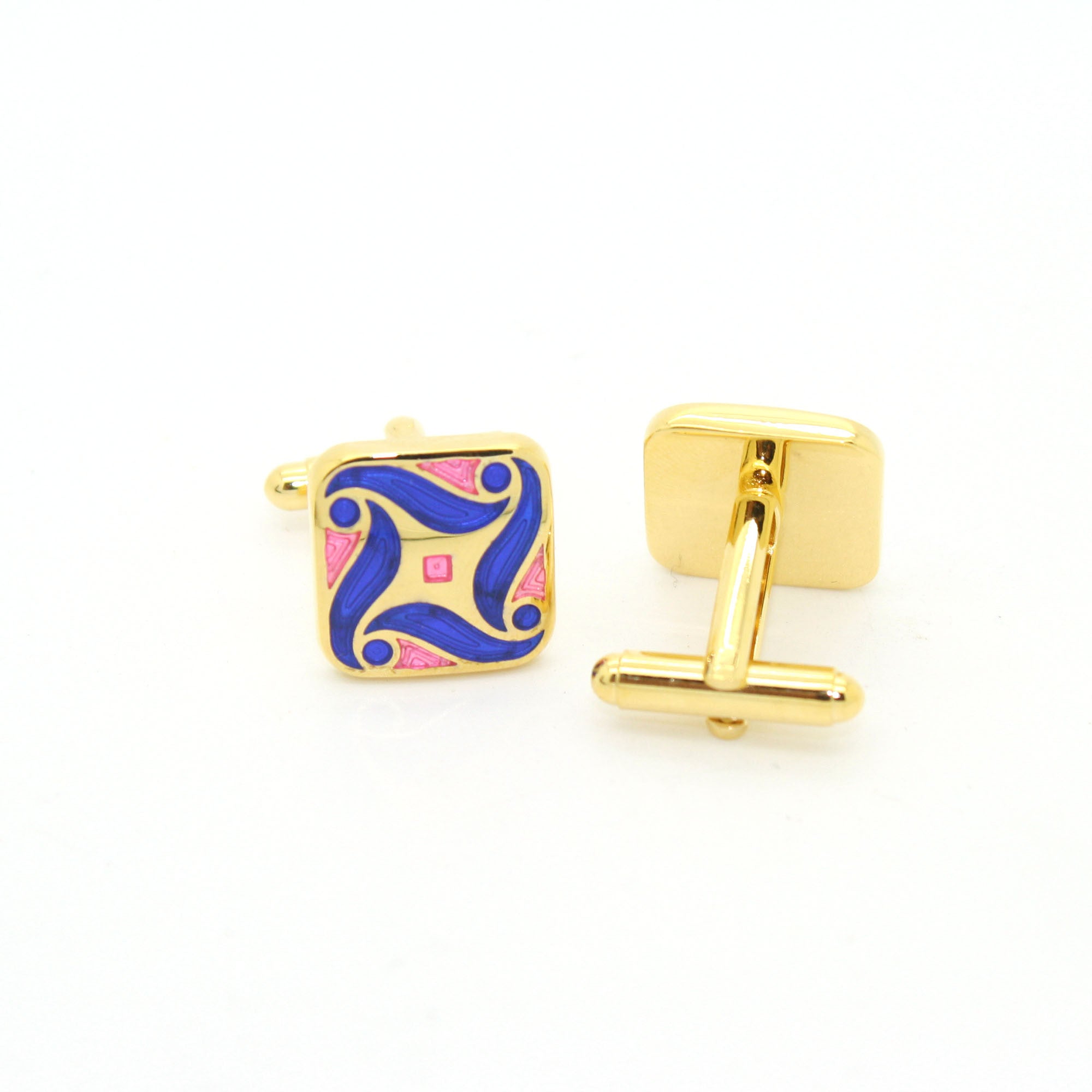 Goldtone Purple Swirl Cuff Links With Jewelry Box