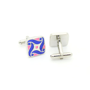 Silvertone Purple Swirl Cuff Links With Jewelry Box